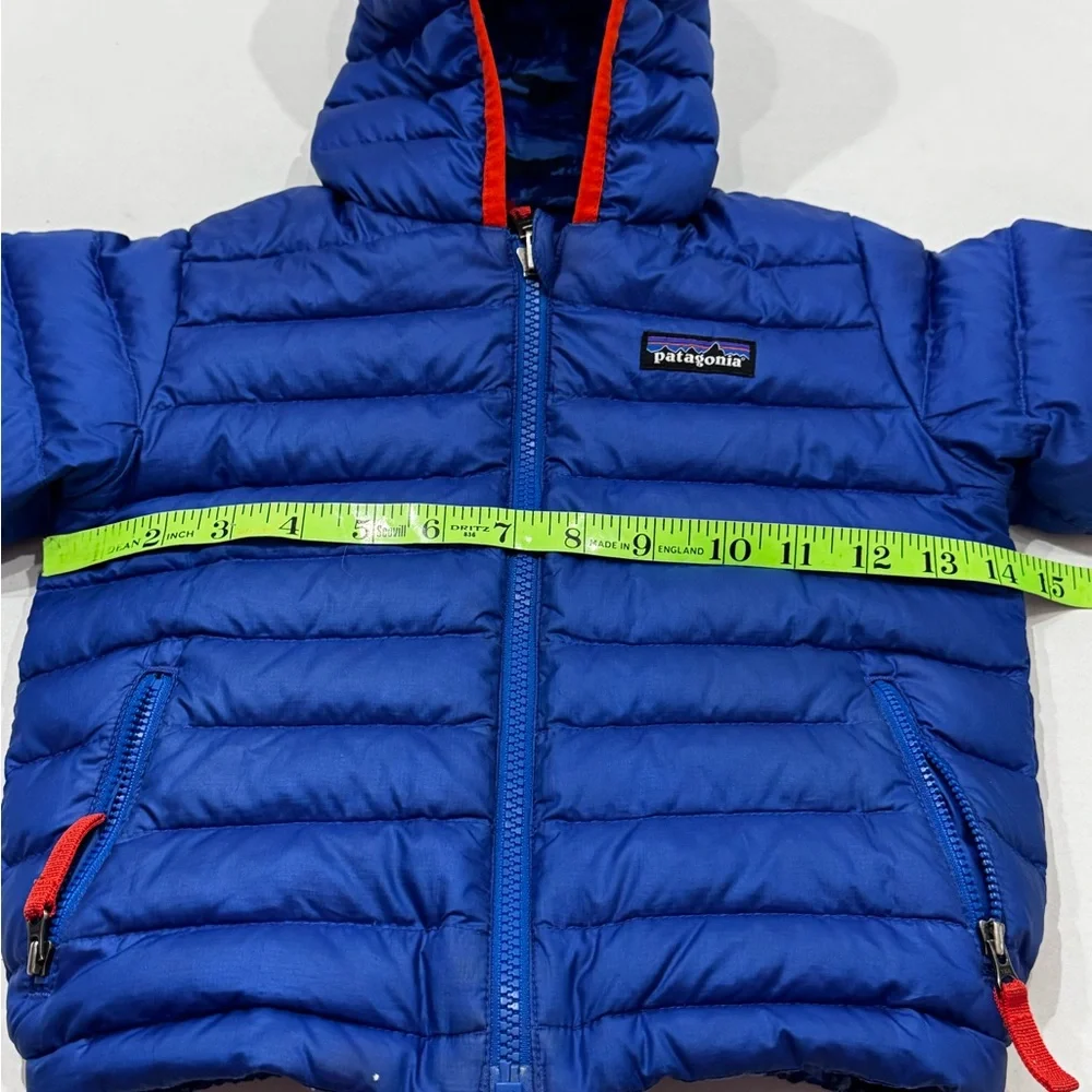 Patagonia Blue and Black Camouflage Jacket with Orange Trim